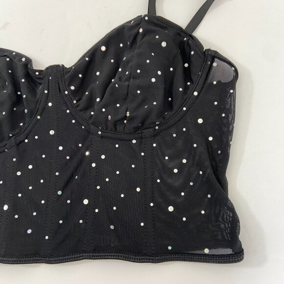 Shein Black Relinas Rhinestone Embellished Cropped Camisole - Picture 9 of 9